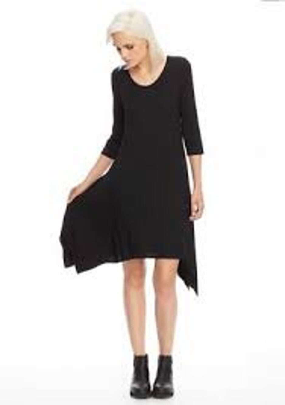 EILEEN FISHER 3/4 Sleeve Stretchy Knit Dress Size Small / S Black